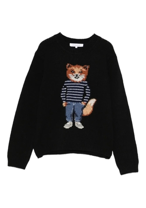 Maison Kitsuné fox-motif wool sweater - Black