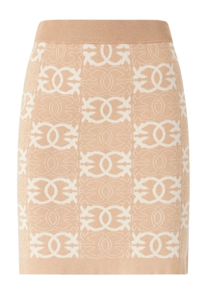 PINKO knitted logo-pattern straight skirt - Neutrals