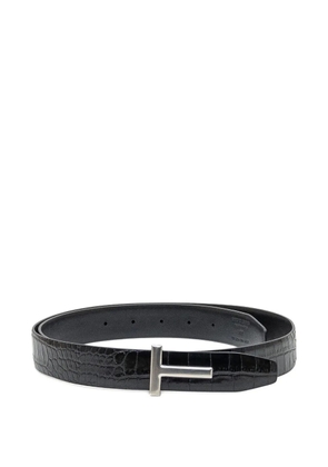 TOM FORD crocodile-embossed T-buckle belt - Black