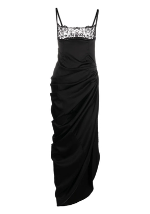 Jacquemus La Saudade floral-embroidered asymmetric dress - Black