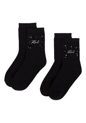 Karl Lagerfeld gem-embellished logo socks - Black