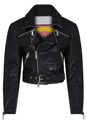 DSQUARED2 cropped leather biker jacket - Black