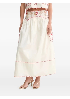 NEVER FULLY DRESSED Pollenca embroidered midi skirt - White
