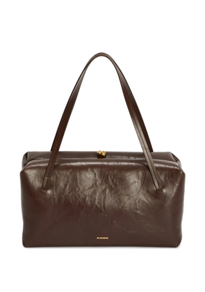 Jil Sander Goji embossed logo shoulder bag - Brown