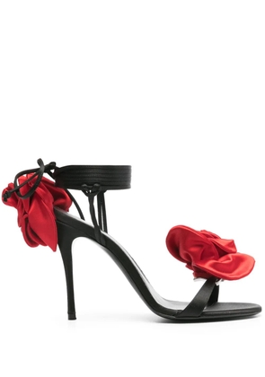 Magda Butrym 105mm floral-appliqué satin sandals - Black