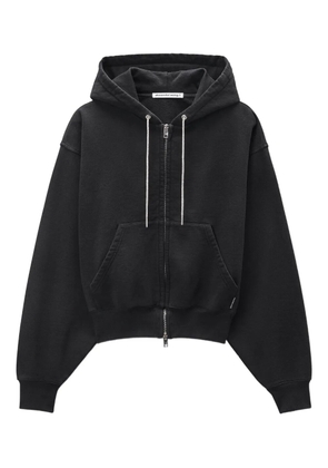 Alexander Wang rhinestone-drawcord zip-up hoodie - Black