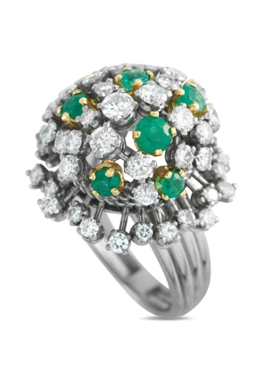LB Exclusive diamond emerald platinum ring - Silver