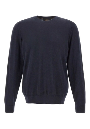 BOSS crew-neck ribbed-hem sweater - Blue