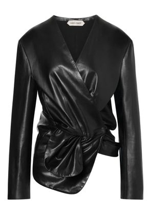Alberta Ferretti wrap-style leather jacket - Black