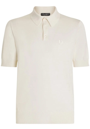 Dolce & Gabbana logo-embroidered polo shirt - White