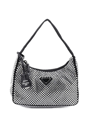 Prada Pre-Owned Re-Edition 2000 Crystal Embellished Satin Mini hobo bag - Black