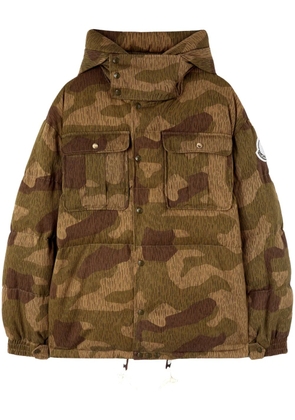 Palm Angels x Moncler x Moncler camouflage-print long parka coat - Brown