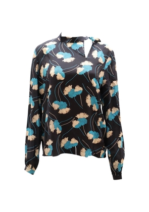 Rochas Vintage floral-print tied-neckline blouse - Black