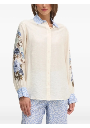 Mos Mosh floral-embroidered collared shirt - Neutrals