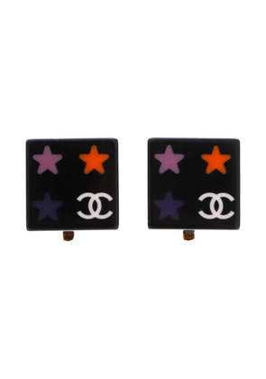 CHANEL Pre-Owned 2003 CC Mark square-shape clip-on earrings - Black