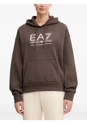 Ea7 Emporio Armani logo-detail hoodie - Brown