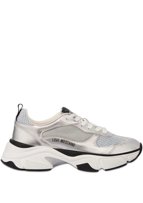 Love Moschino lace-up sneakers - Silver