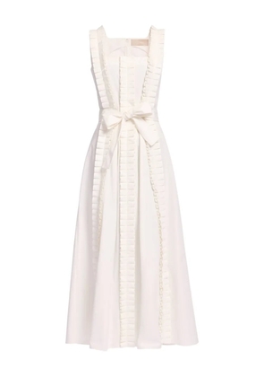 Elie Saab pleated ruffle midi dress - White