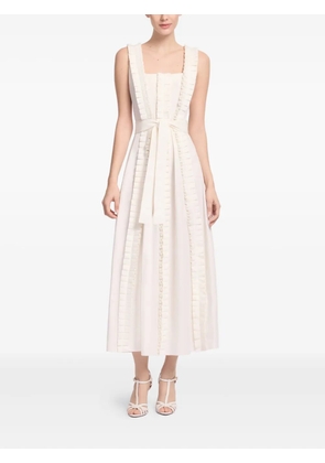 Elie Saab pleated ruffle midi dress - White