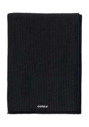 PINKO ribbed logo-patch scarf - Black