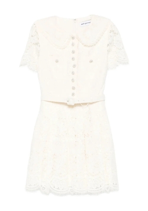 Self-Portrait lace embellished collar dress - Neutrals