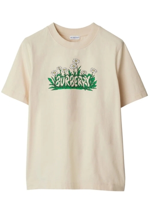 Burberry Daisy Logo Cotton T-shirt - Neutrals