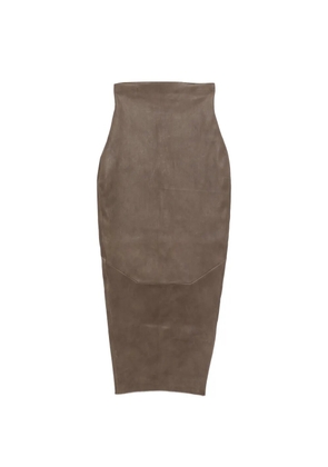 Rick Owens leather midi skirt - Brown