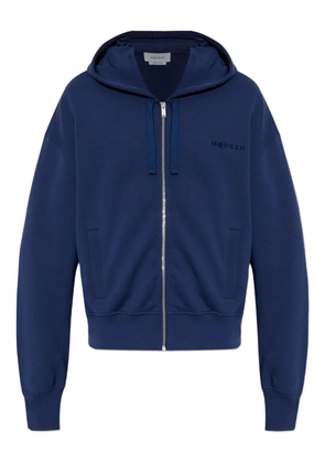 Alexander McQueen zip-up hooded sweatshirt - Blue