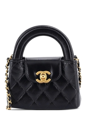 CHANEL Pre-Owned Kelly Top Handle Shopping Bag Quilted Shiny Aged Calfskin Nano crossbody bag - Black