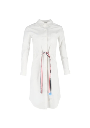 Thom Browne grosgrain-belt shirt dress - White