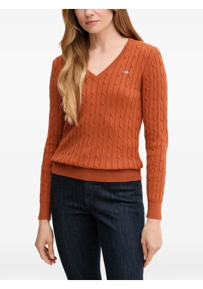 Gant cable-knit V-neck sweater - Orange