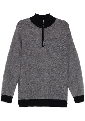 N.Peal Textured Birdseye Half Zip sweater - Blue