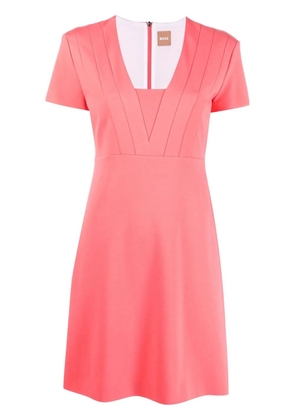 BOSS square neck salmon short dress - Pink