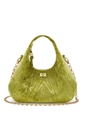 GANNI mini logo-plaque shoulder bag - Green