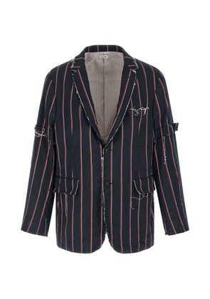 Thom Browne striped fringed blazer - Blue