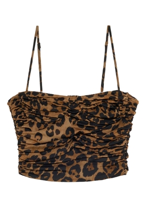 Blumarine ruched leopard-print cropped top - Brown