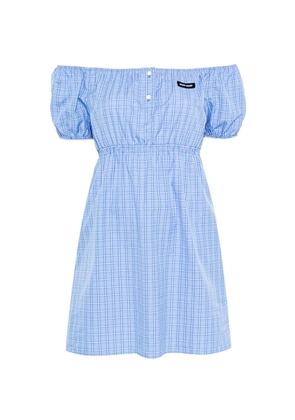 Miu Miu elastic-waist check-print dress - Blue
