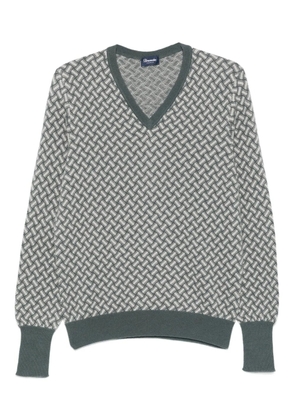 Drumohr geometric-pattern V-neck sweater - Black