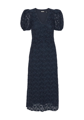 ROTATE BIRGER CHRISTENSEN puff-sleeve lace midi dress - Blue