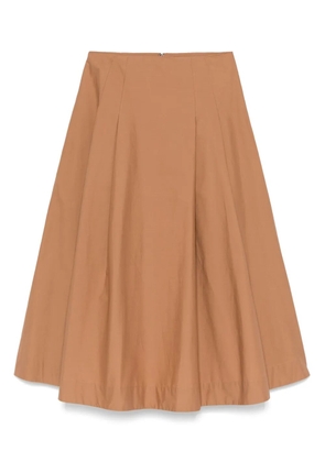 Nude pleat-detail midi skirt - Brown