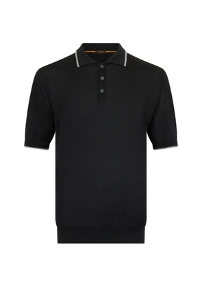 Moorer grey trim polo shirt - Black