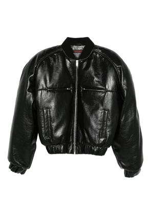 LỰU ĐẠN zip-up bomber jacket - Black