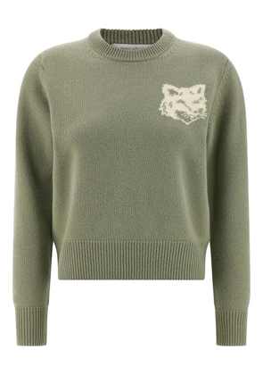 Maison Kitsuné contrast fox head sweater - Green