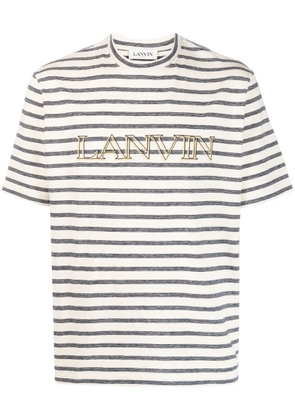 Lanvin logo-embroidered striped T-shirt - Neutrals