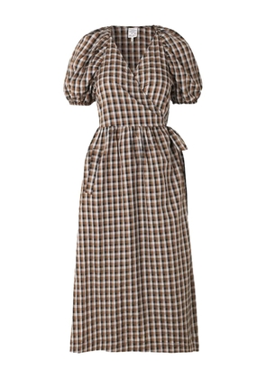 Baum Und Pferdgarten puff-sleeve gingham midi dress - Brown