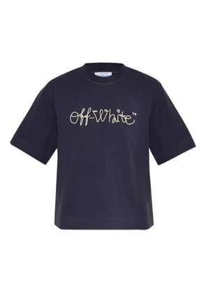 Off-White logo-embroidered T-shirt - Blue