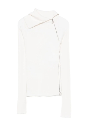 Sportmax ribbed zip-front sweater - White