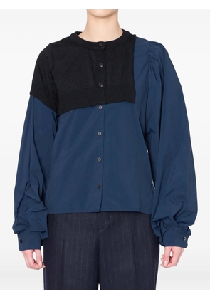 Kolor knitted-panel balloon-sleeve top - Blue