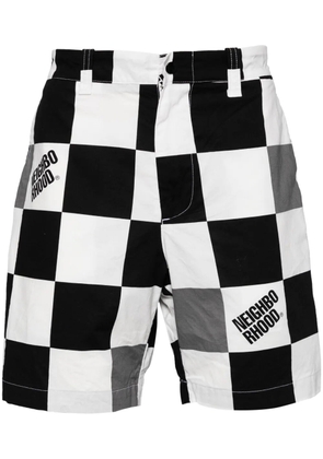 Neighborhood gingham logo print shorts - Black