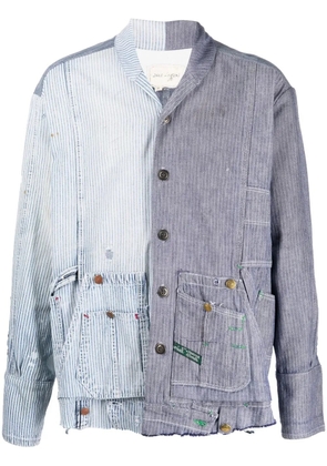 Greg Lauren striped patchwork cotton shirt - Blue